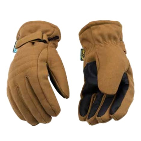 1170-XL Ski Gloves, XL, Wing Thumb, Hook-and-Loop Cuff, Canvas, Brown