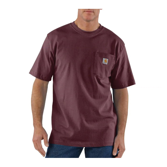Carhartt K87-PRTREGSA T-Shirt, S, Regular, Cotton, Port, Crew Neck Collar, Short Sleeve, Original Fit - 1