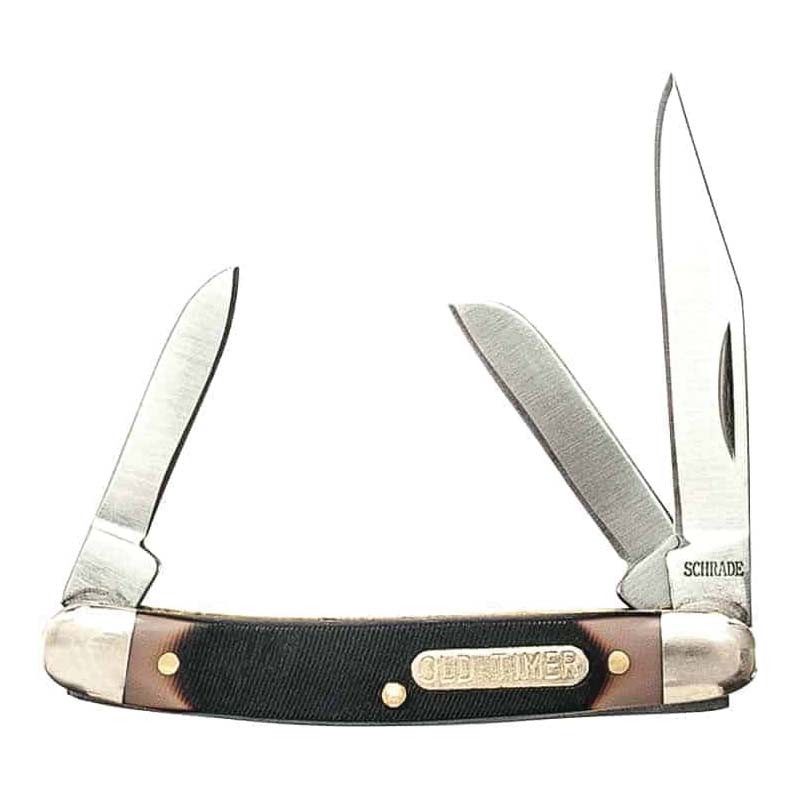 OLD TIMER 108OT Junior Folding Pocket Knife, 2 in L Blade, Stainless Steel Blade, 3-Blade, Sawcut Handle