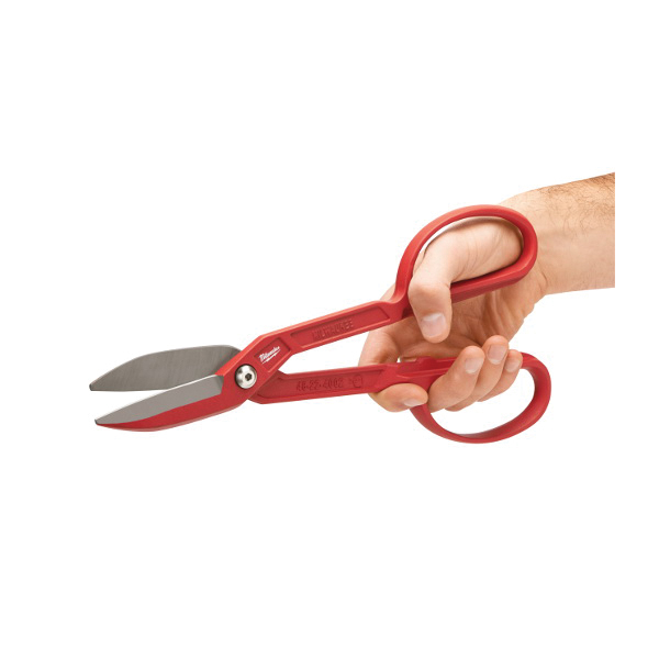 Milwaukee 48-22-4002 Classic Tinner Snips, 12 in OAL, 3 in L Cut, Left, Right, Straight Cut, Steel Blade, Red Handle - 3