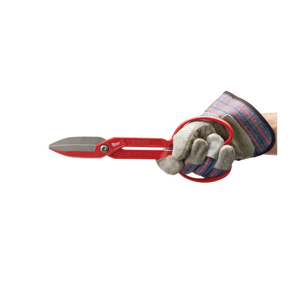 Milwaukee 48-22-4002 Classic Tinner Snips, 12 in OAL, 3 in L Cut, Left, Right, Straight Cut, Steel Blade, Red Handle - 4