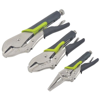 Master Mechanic 213182 Locking Pliers Set, Specifications: Carbon Steel Jaw, Nickel Finish Straight Jaw