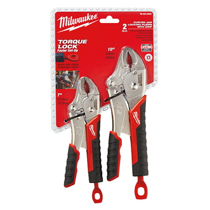 48-22-3402 Pliers Set, 2-Piece, Steel, Black/Red/Silver, Specifications: Curved Jaw, Ergonomic Handle