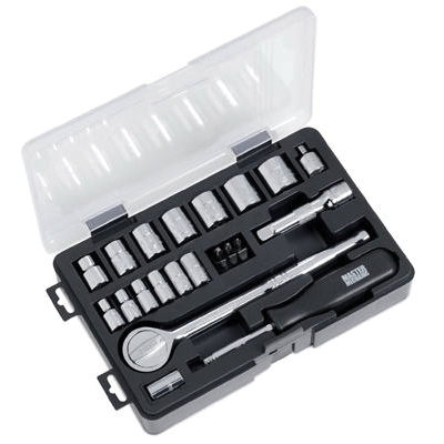 Master Mechanic 119010 Series Socket Set, Specifications: 1/4 x 3/8 in Drive Size