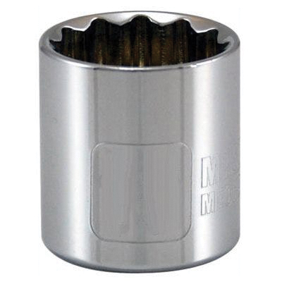 Master Mechanic 107375 Drive Socket, 12 mm Socket, 3/8 in Drive, 12-Point, Chrome Vanadium Steel