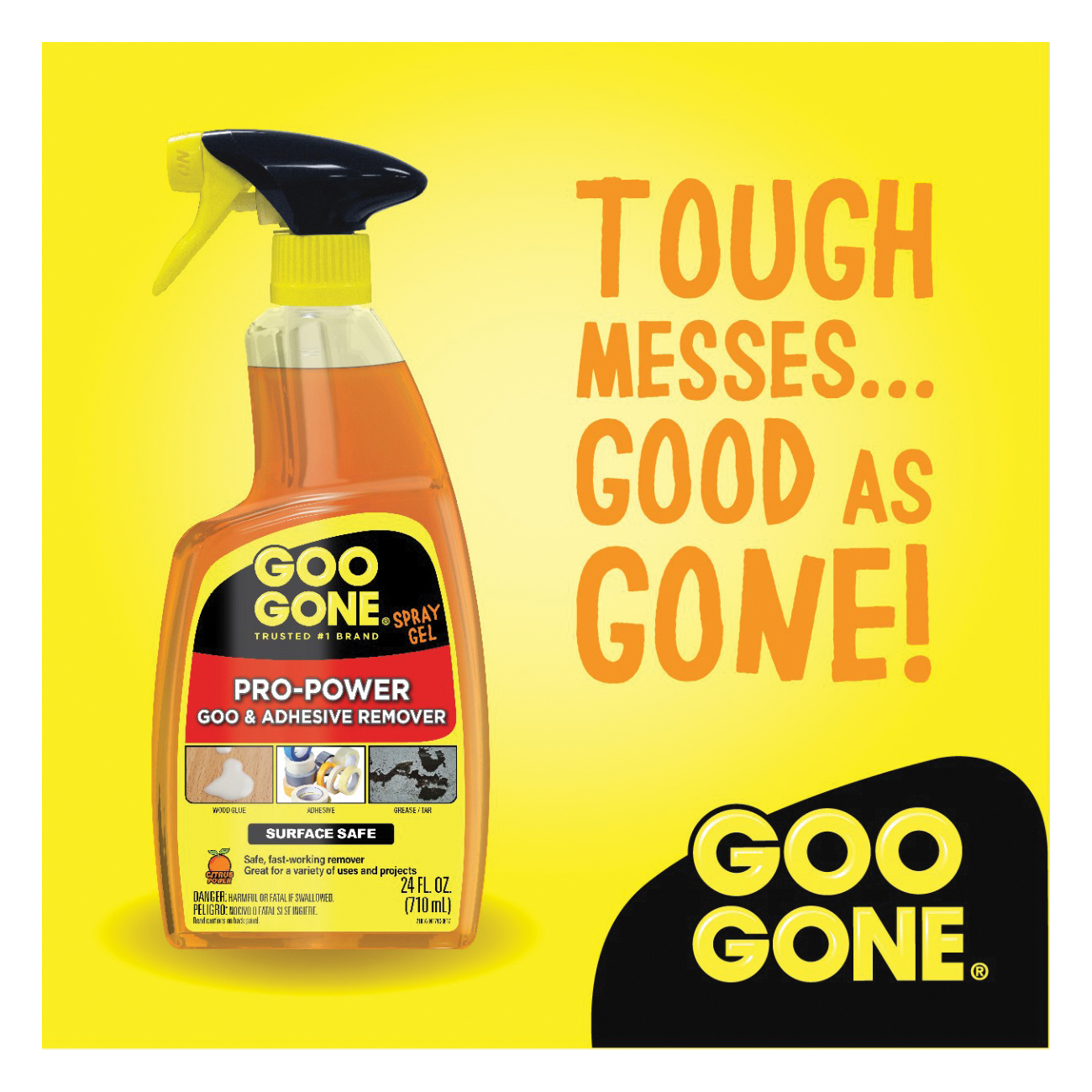 Goo Gone Spray Gel - 24 fl oz - For Tar, Glue, Caulk, Sealant, Tree Sap,  Wet Paint, Asphalt, Ink, Marker Soot - Yellow - Citrus Extract 4 / Carton