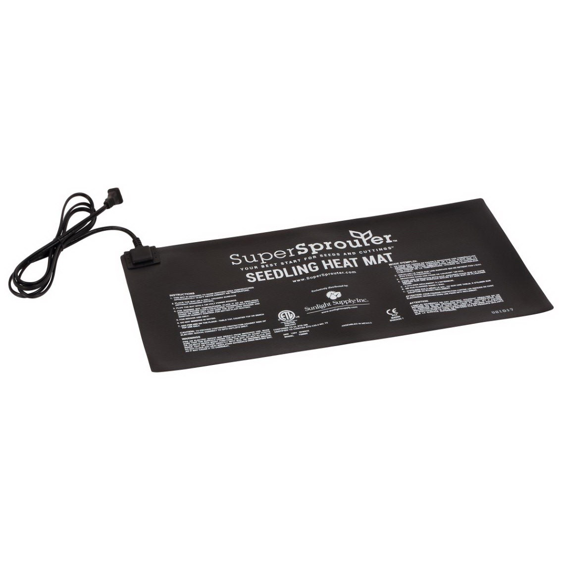 Super Sprouter Y03 726695 Seedling Heat Mat, 21 in L, 10 in W, 120 V - 1