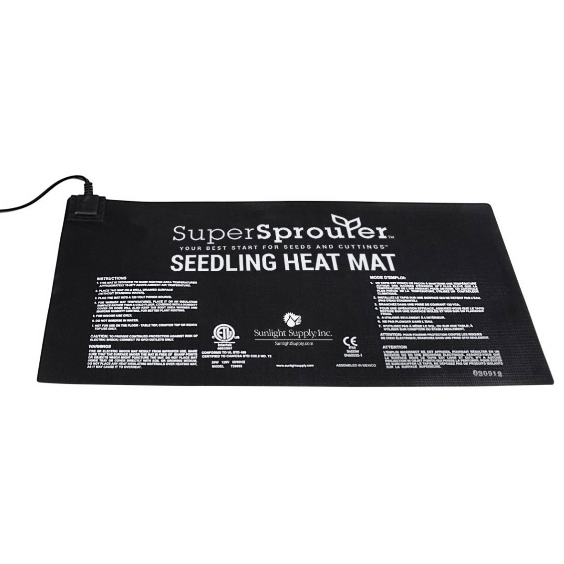 Super Sprouter Y03 726695 Seedling Heat Mat, 21 in L, 10 in W, 120 V - 2