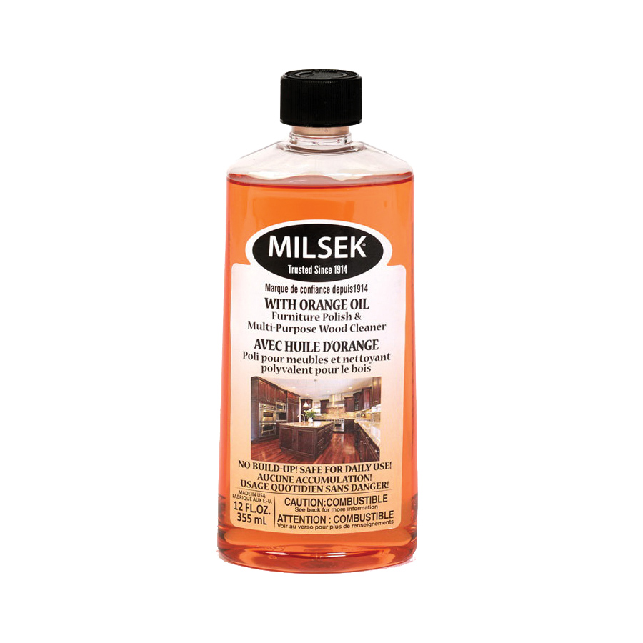 Milsek FP-12-OR Furniture Polish/Cleaner, 12 oz, Bottle, Orange, Liquid, Orange