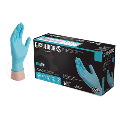 INPF46100 Non-Sterile Disposable Gloves, L, Nitrile, Powder-Free, Blue, 9-1/2 in L