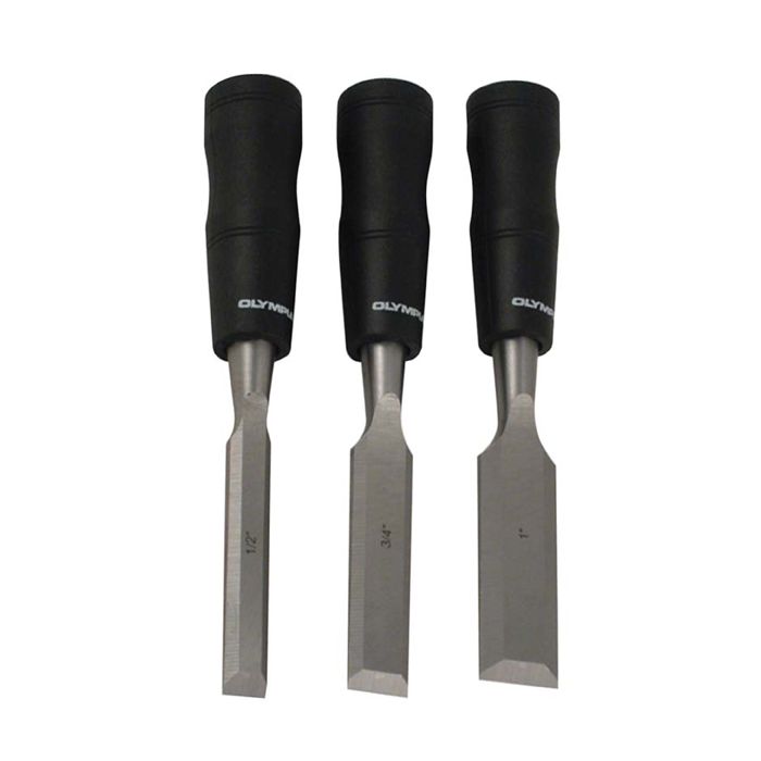 Olympia Tools 30-191 Chisel Set, 3-Piece, ABS/Alloy Steel/Wood, Black - 2