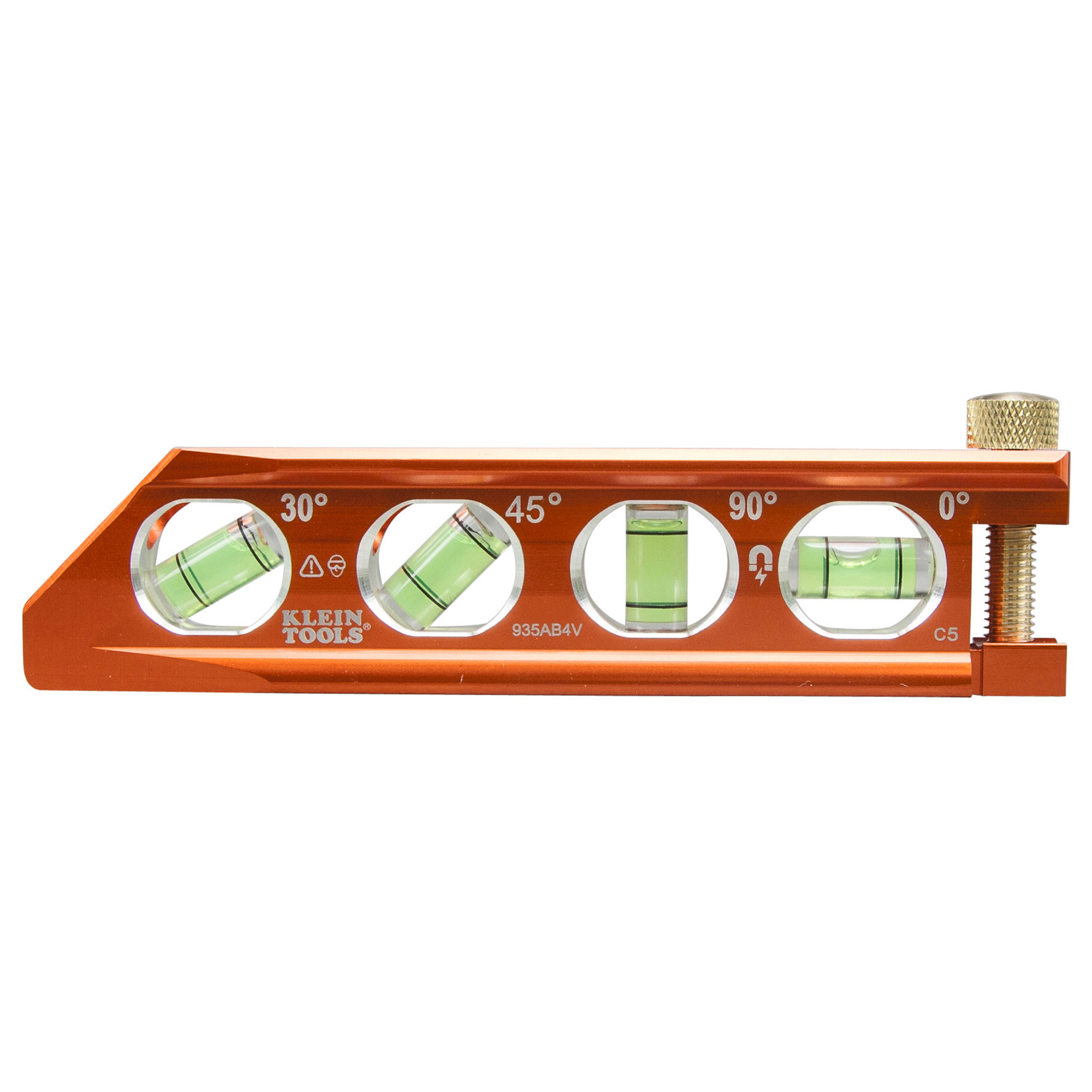 Accu-Bend Series 935AB4V Magnetic Level, 4-Vial, Magnetic, Aluminum, High-Visibility Orange