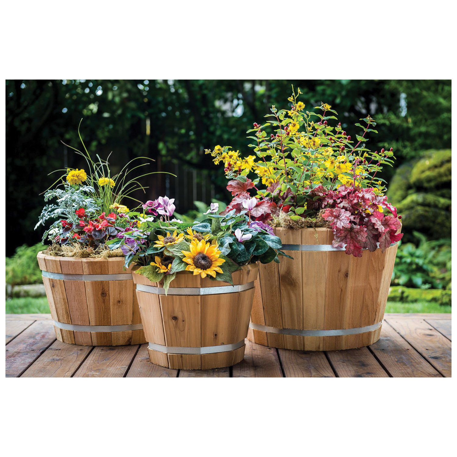 Real Wood Products G3020 Tub Planter, 20 in Dia, 12 in H, Cedar Wood - 3