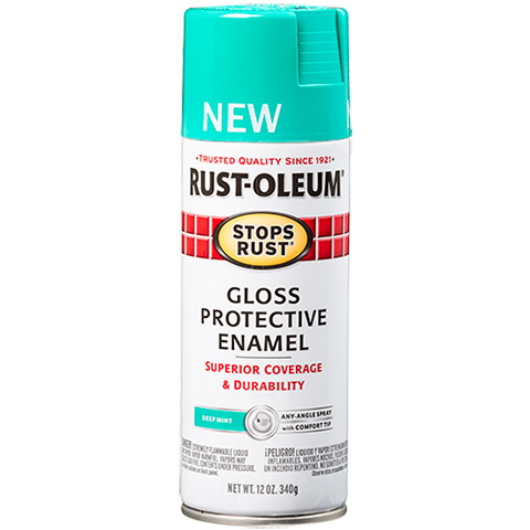 Rust-Oleum 347027 Rust Preventative Spray Paint, 12 oz Can, 6 to 10 sq-ft Coverage Area, Solvent Base, Gloss, Deep Mint