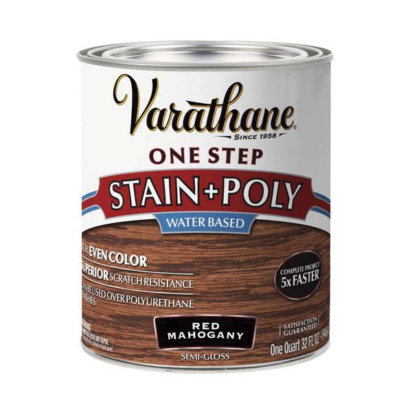 Varathane 336360 Stain and Polyurethane, Red Mahogany, Liquid, 1 qt