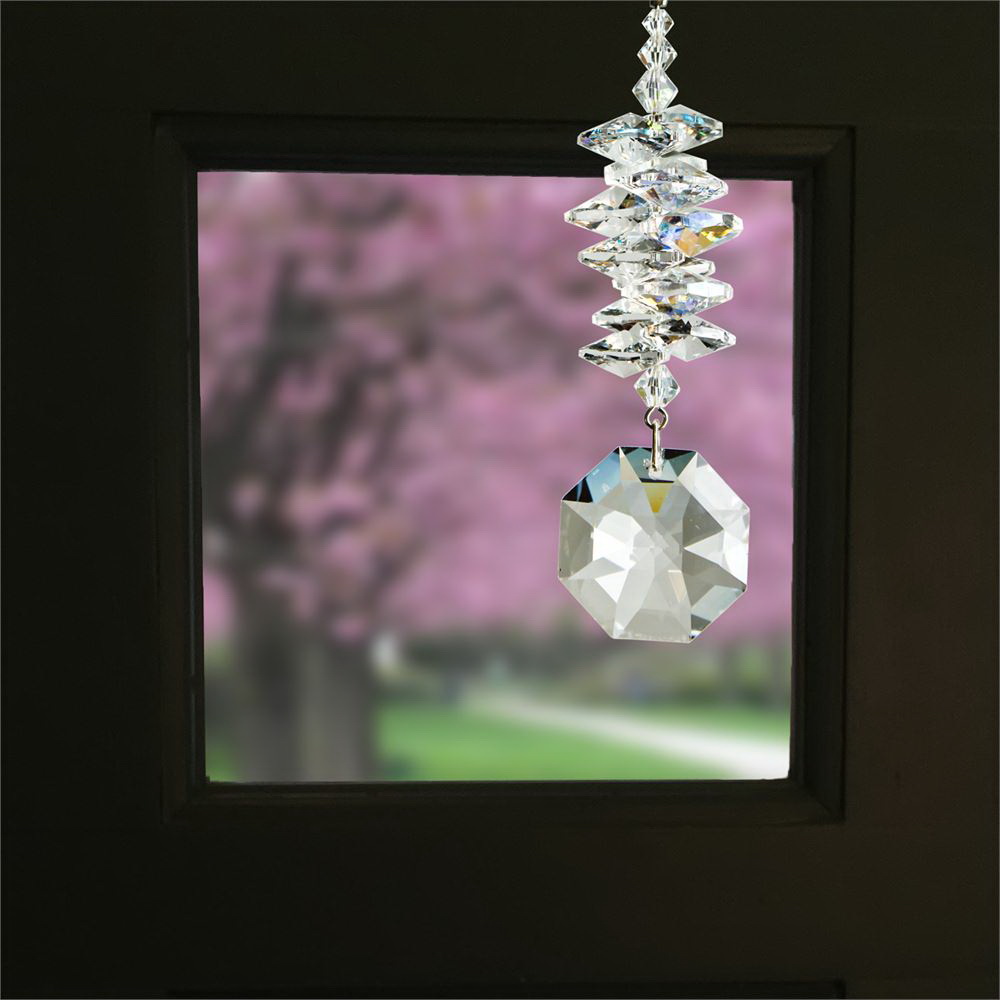 Woodstock Chimes CCIO Crystal Ice Cascade, 9-1/2 in L, Octagon, Austrian Crystal/Brass