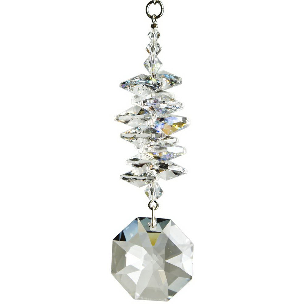 Woodstock Chimes CCIO Crystal Ice Cascade, 9-1/2 in L, Octagon, Austrian Crystal/Brass