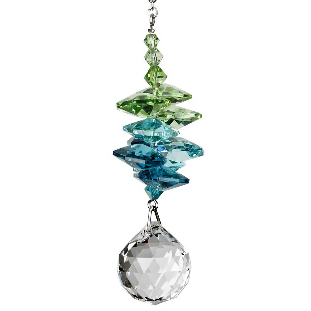 Woodstock Chimes CCSG Crystal Sunrise Cascade, 8-1/2 in L, Austrian Crystal/Brass, Green