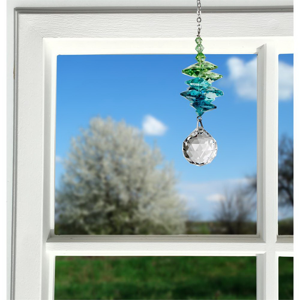 Woodstock Chimes CCSG Crystal Sunrise Cascade, 8-1/2 in L, Austrian Crystal/Brass, Green