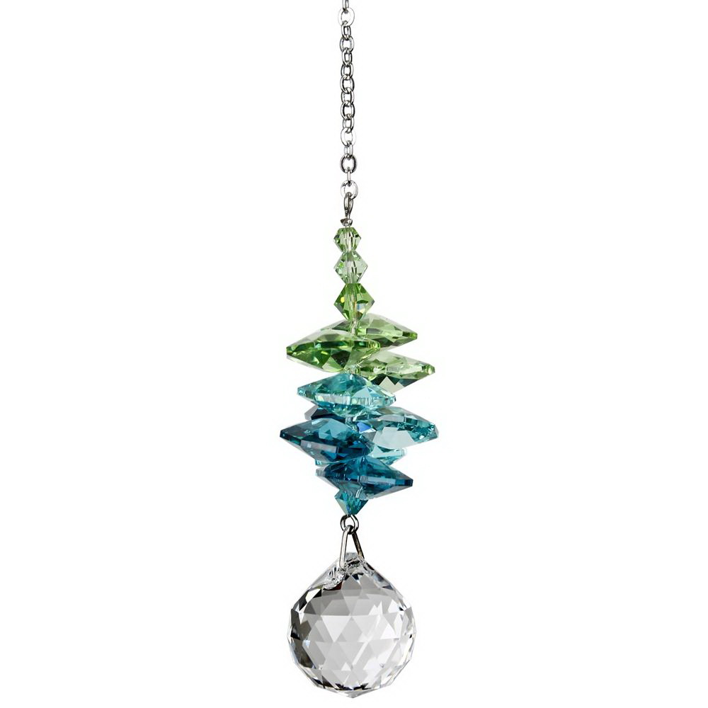 Woodstock Chimes CCSG Crystal Sunrise Cascade, 8-1/2 in L, Austrian Crystal/Brass, Green
