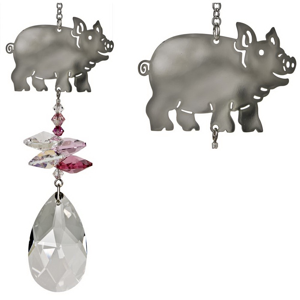 Woodstock Chimes CFPI Crystal Fantasy, 4-1/2 in L, Pig, Austrian Crystal/Brass