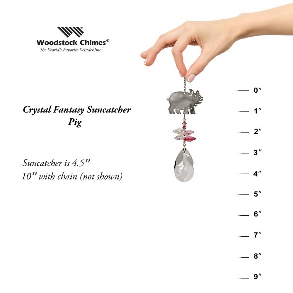 Woodstock Chimes CFPI Crystal Fantasy, 4-1/2 in L, Pig, Austrian Crystal/Brass