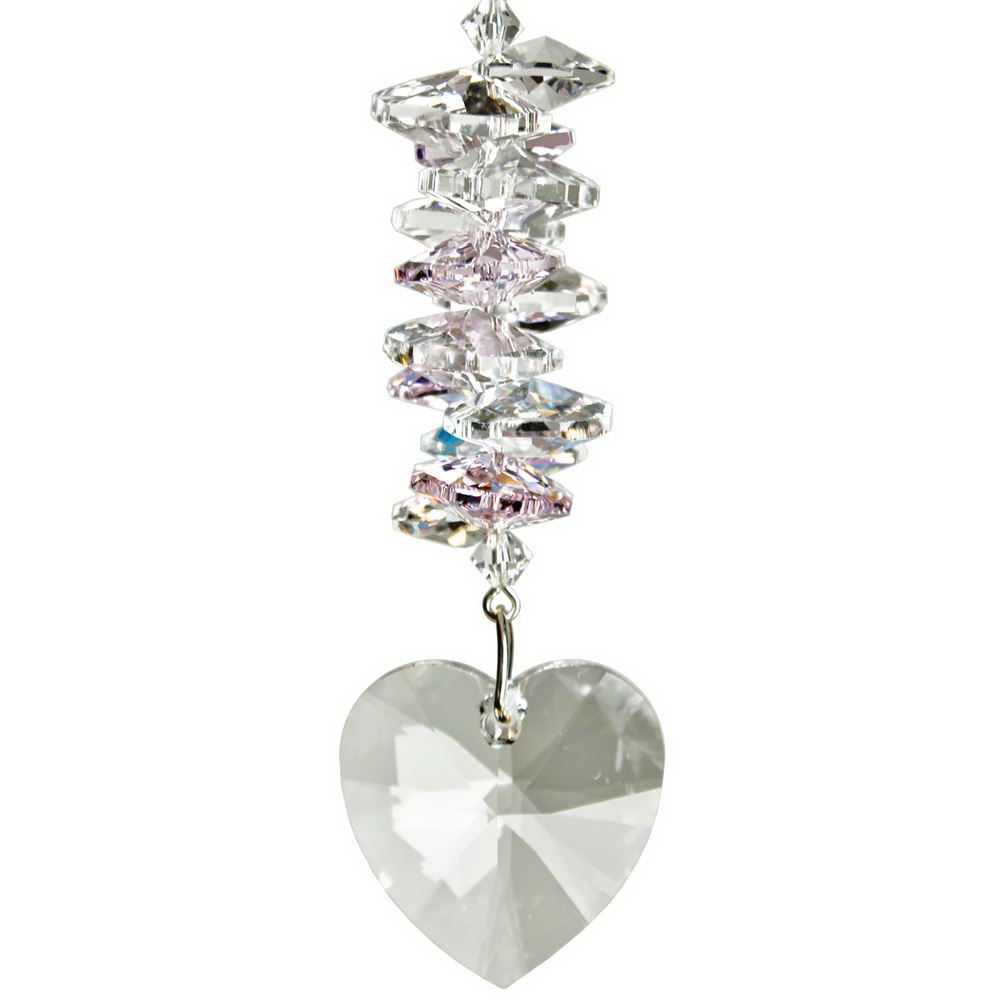 Woodstock Chimes CCHR Crystal Heart Cascade, 9-1/2 in L, Rose, Austrian Crystal/Brass