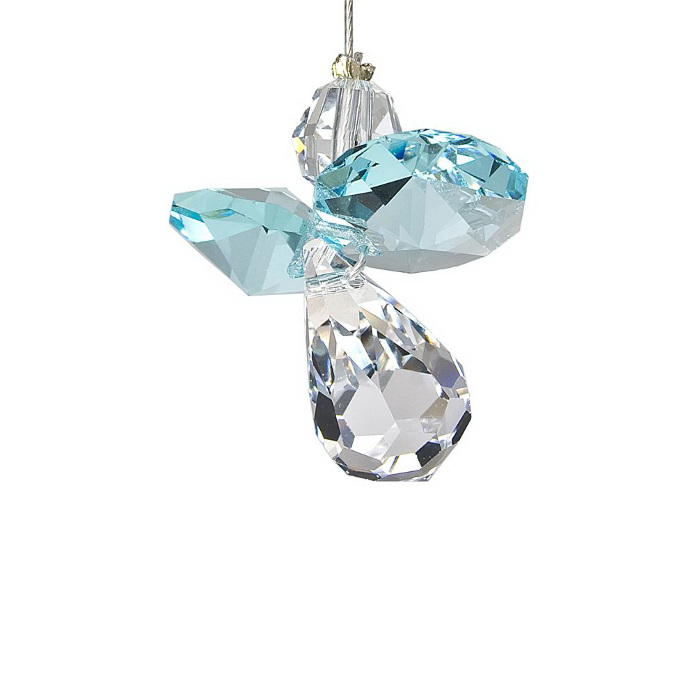 Woodstock Chimes CGAQ Crystal Guardian Angel, 6 in L, Aquamarine, Austrian Crystal