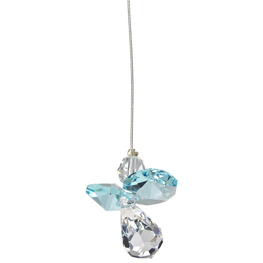 Woodstock Chimes CGAQ Crystal Guardian Angel, 6 in L, Aquamarine, Austrian Crystal