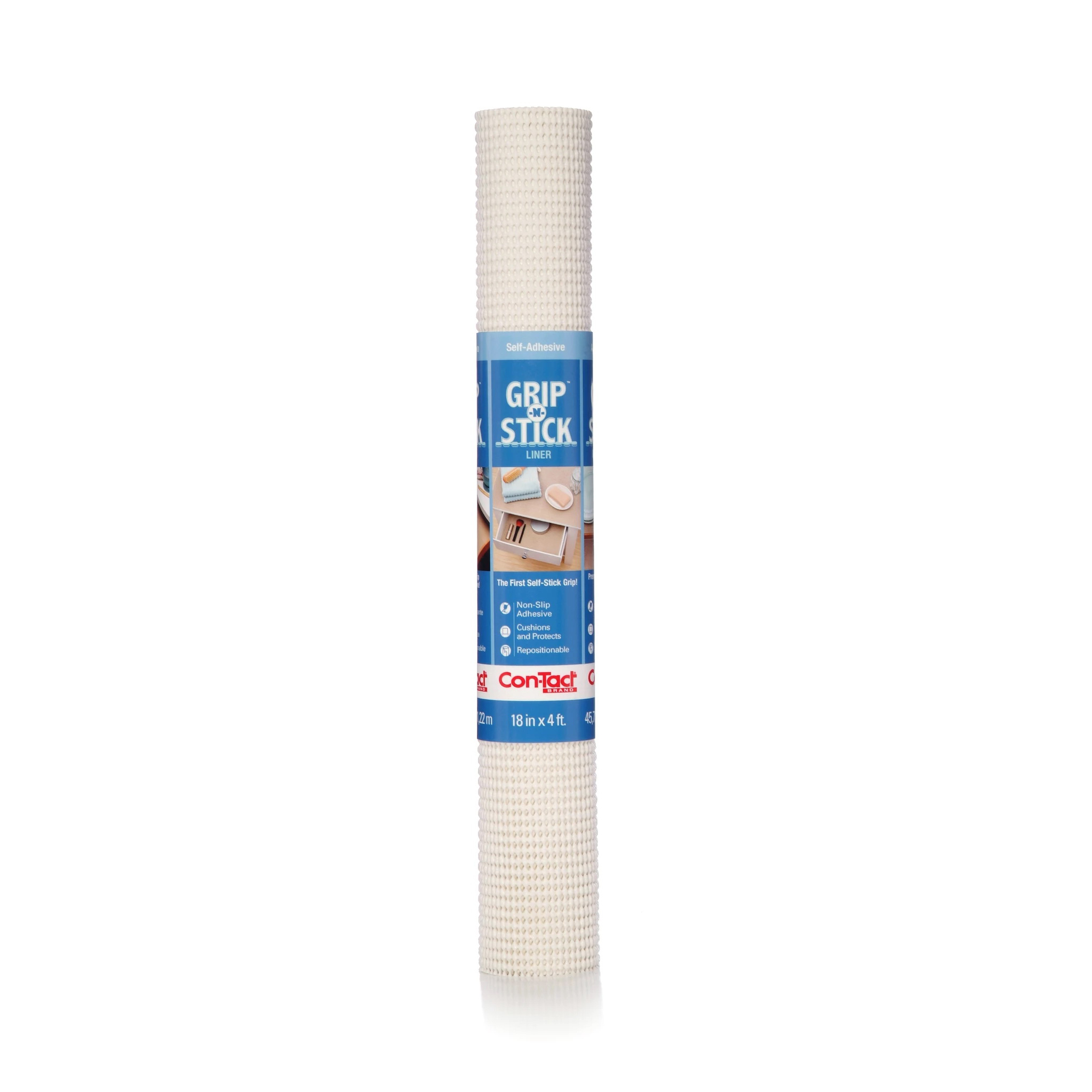 Con-Tact Grip-N-Stick 04F-18C52-06 Shelf Liner, 4 ft L, 18 in W, White