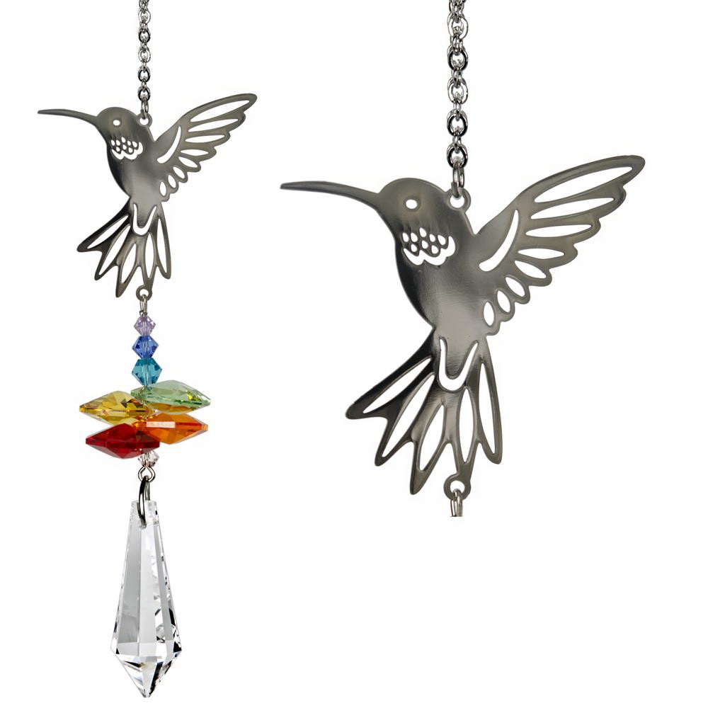 Woodstock Chimes CFHU Crystal Fantasy, 10 in L, Hummingbird, Austrian Crystal/Brass