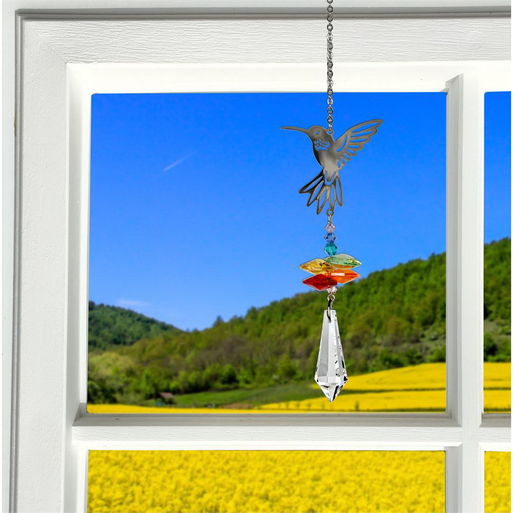 Woodstock Chimes CFHU Crystal Fantasy, 10 in L, Hummingbird, Austrian Crystal/Brass