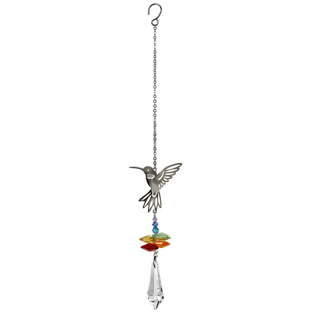 Woodstock Chimes CFHU Crystal Fantasy, 10 in L, Hummingbird, Austrian Crystal/Brass