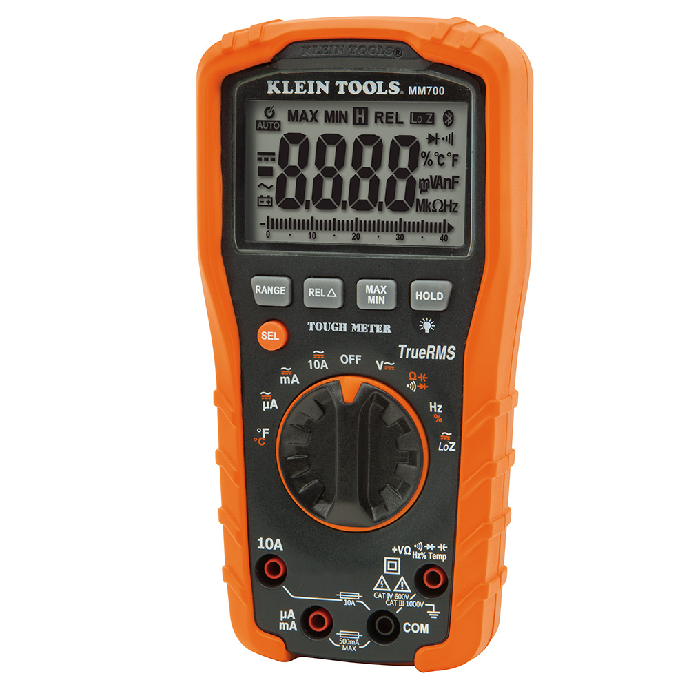 Klein Tools MM700 Multimeter, 10 A AC, 10 A DC, 1000 VAC, 1000 VDC, 1 to 500 kHz, 4000 uF, 4000 Count Resolution