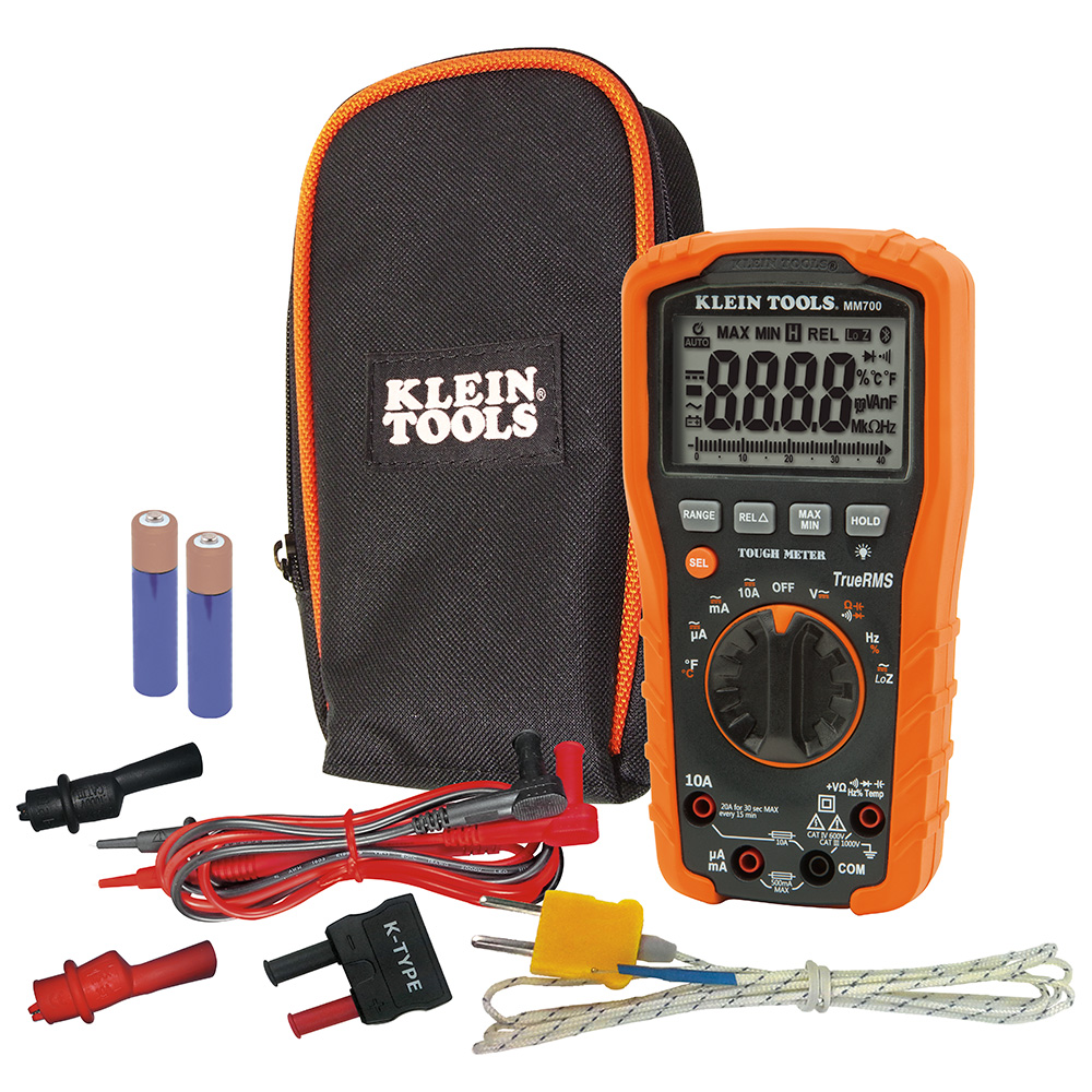 Klein Tools MM700 Multimeter, 10 A AC, 10 A DC, 1000 VAC, 1000 VDC, 1 to 500 kHz, 4000 uF, 4000 Count Resolution