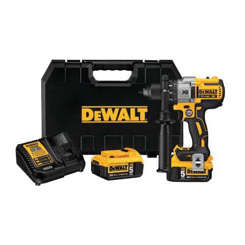 DeWALT DCD991P2 Drill/Driver Kit, Battery Included, 20 V, 5 Ah, 1/2 in Chuck, Metal Ratcheting Chuck