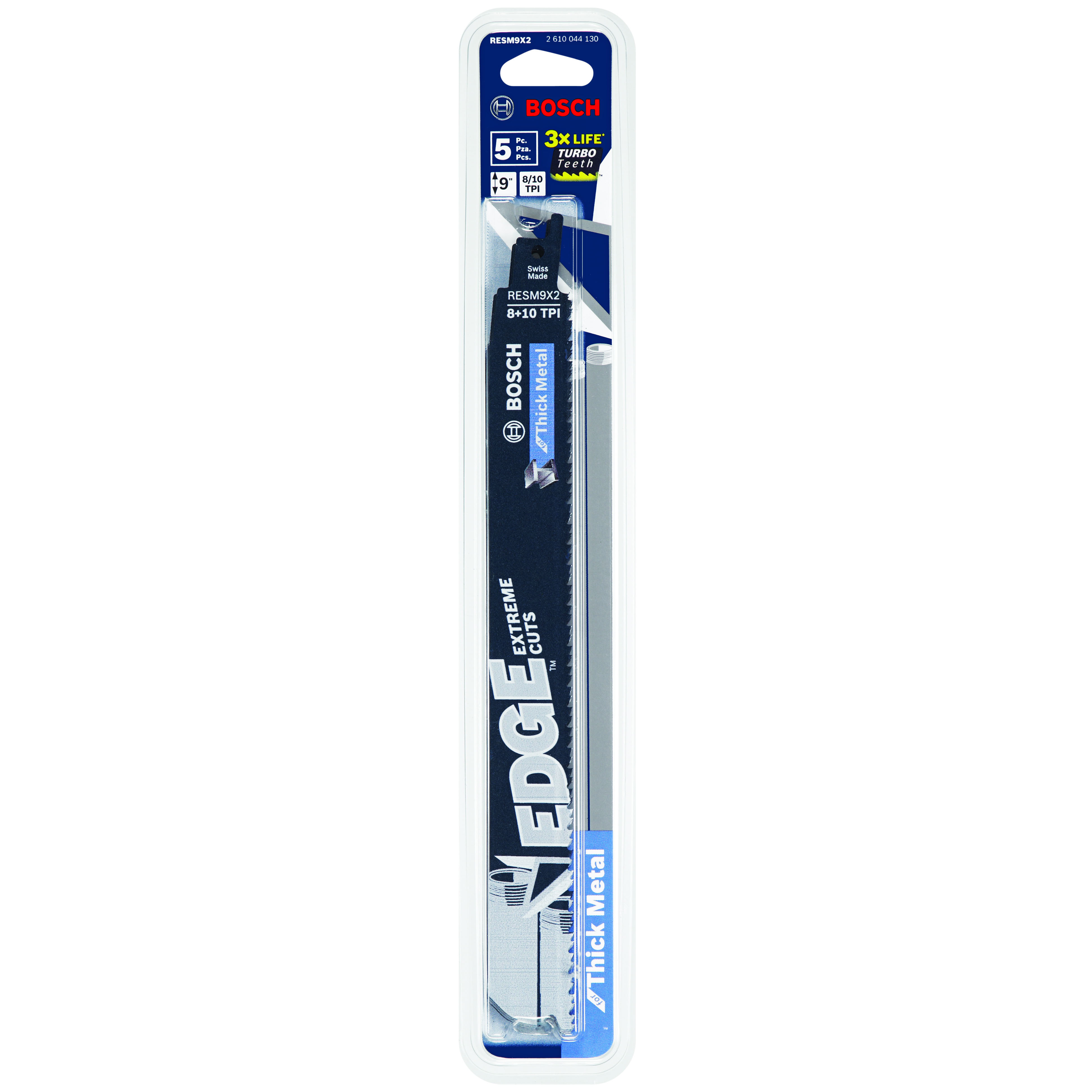 Reciprocating Saw Blade, Bosch, 9 in L, 8, 10 TPI, 5/PK - 4
