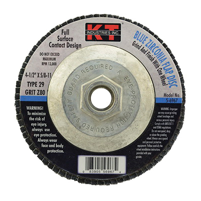 K-T Industries 5-6967 Flap Disc, 4-1/2 in Dia, 5/8-11 Arb...