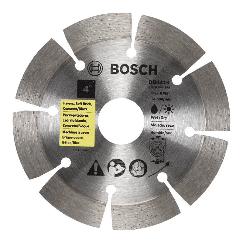 Bosch DB441S Blade, 4 in Dia, 5/8 in Arbor, Segmented Rim