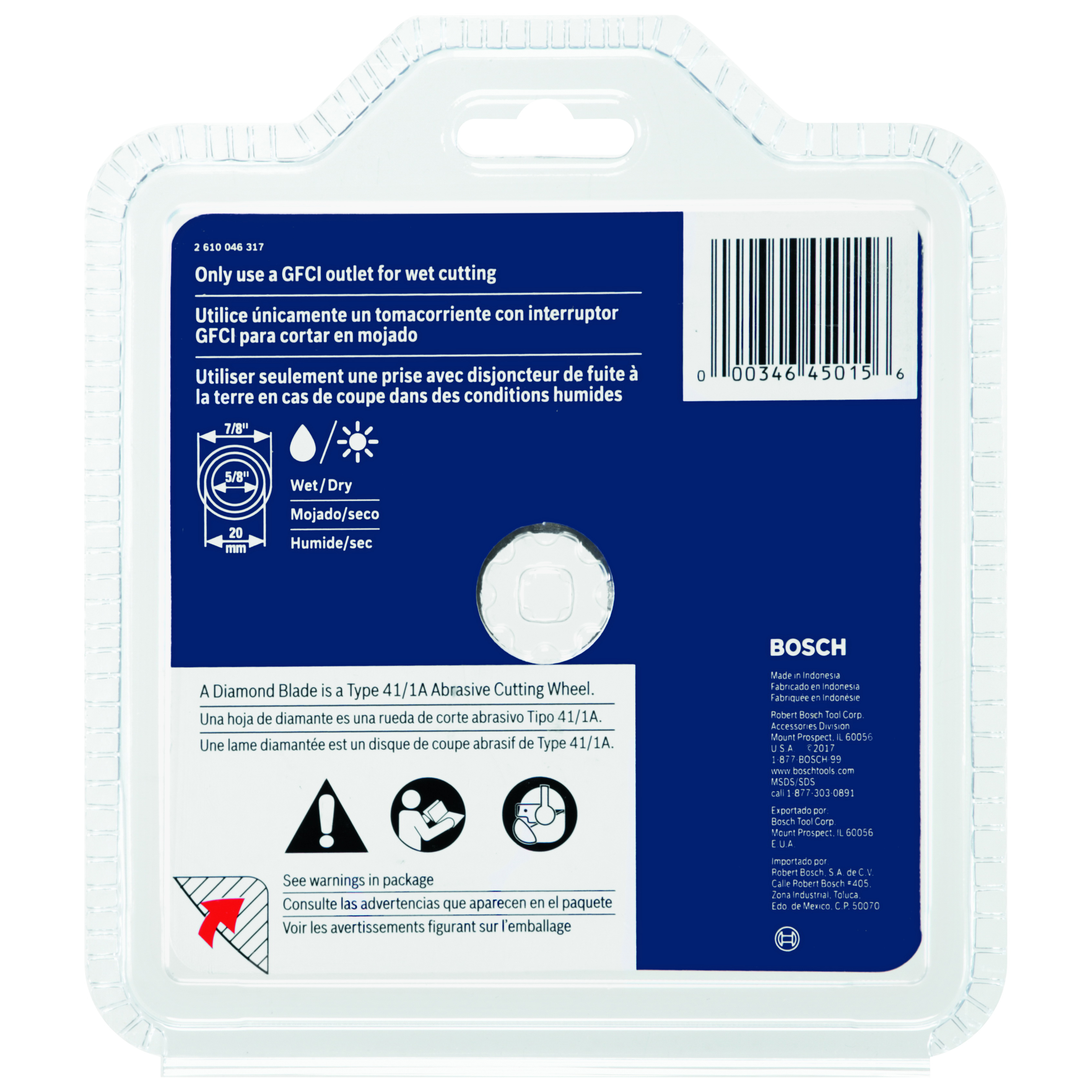 Bosch DB441S Blade, 4 in Dia, 5/8 in Arbor, Segmented Rim