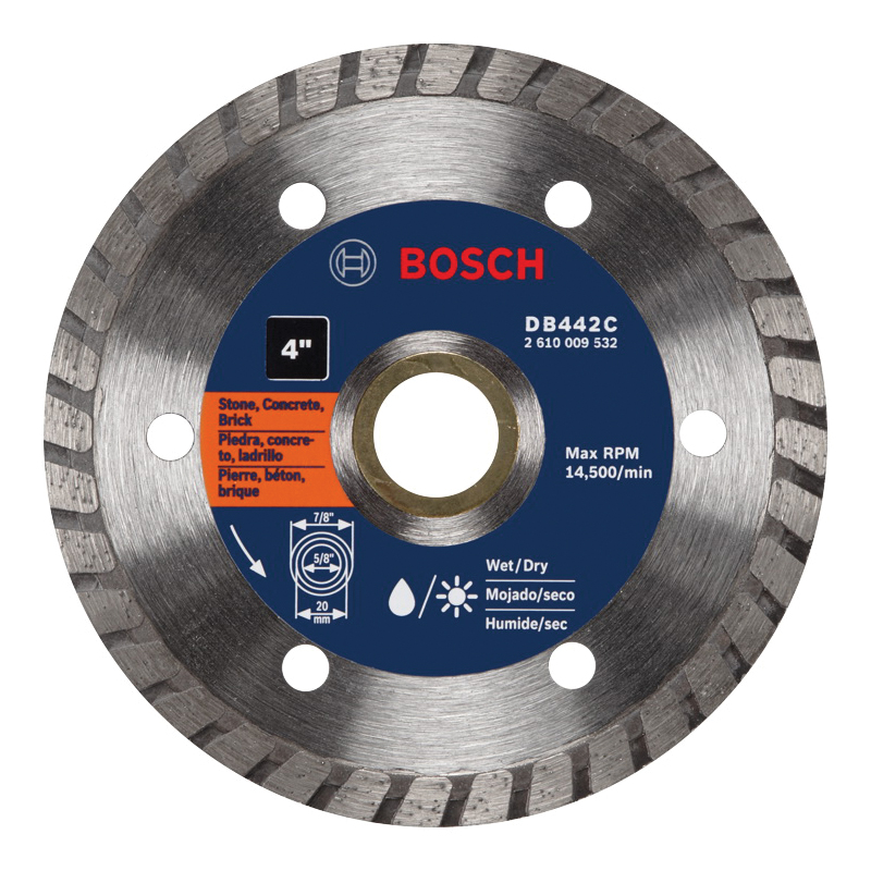 Bosch DB442C Blade, 4 in Dia, 5/8 in Arbor, Turbo Rim