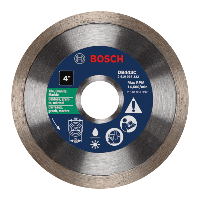 Bosch DB443C Blade, 4 in Dia, 5/8 in Arbor, Continuous Rim