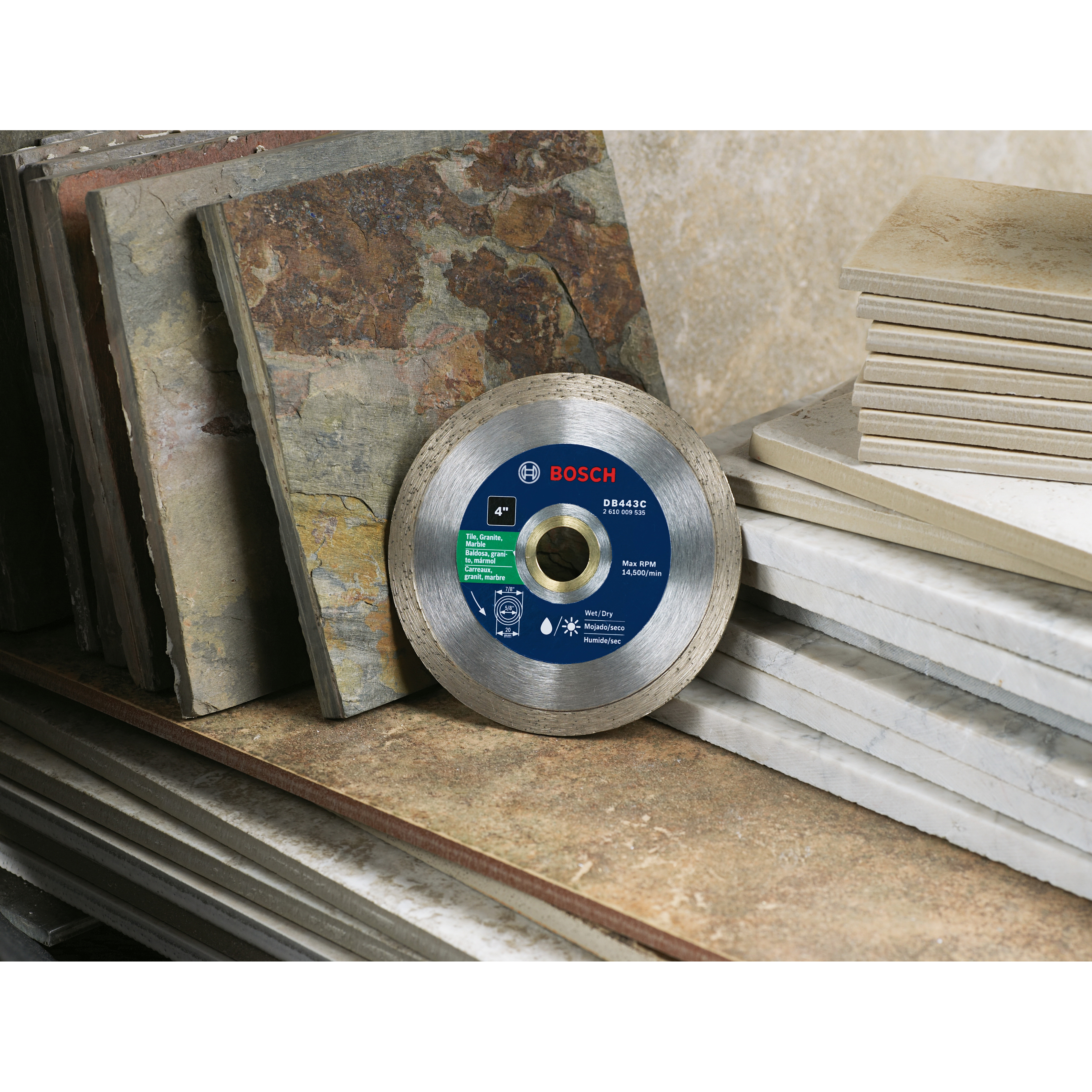 Bosch DB443C Blade, 4 in Dia, 5/8 in Arbor, Continuous Rim