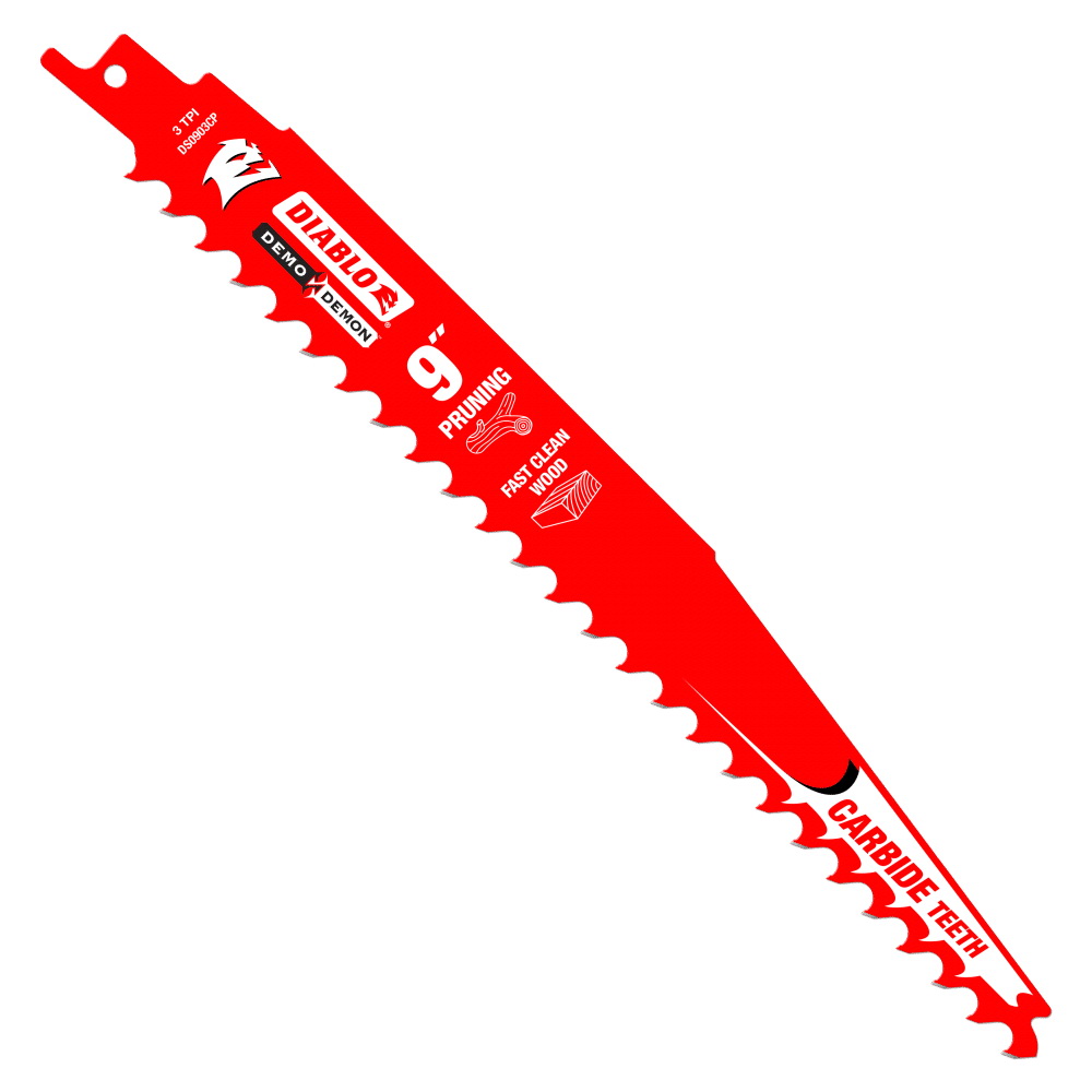 Demo Demon DS0903CP10 Reciprocating Saw Blade, 1 in W, 9 in L, 3 TPI, Carbide Cutting Edge, 10/PK