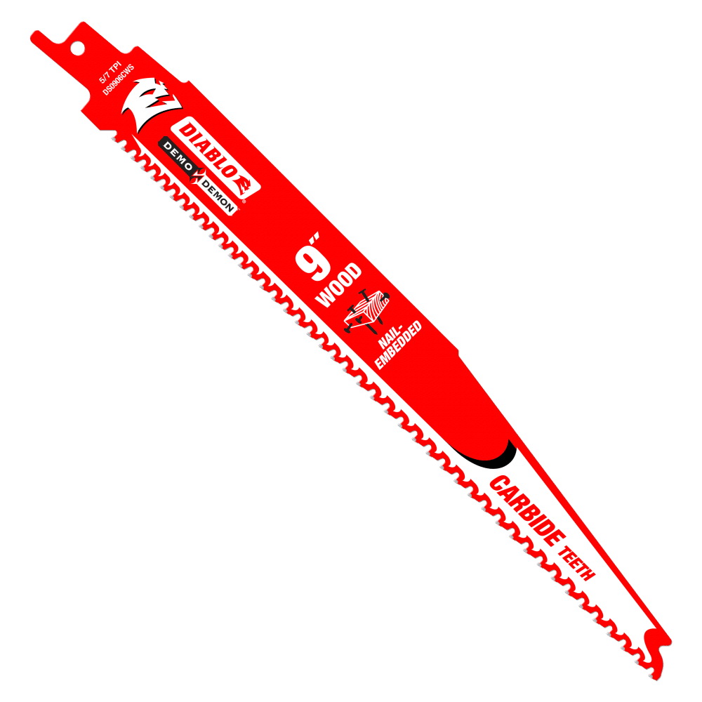 Demo Demon DS0906CWS10 Reciprocating Saw Blade, Applicable Materials: Clean Wood, 1 in W, 9 in L, 5, 7 TPI