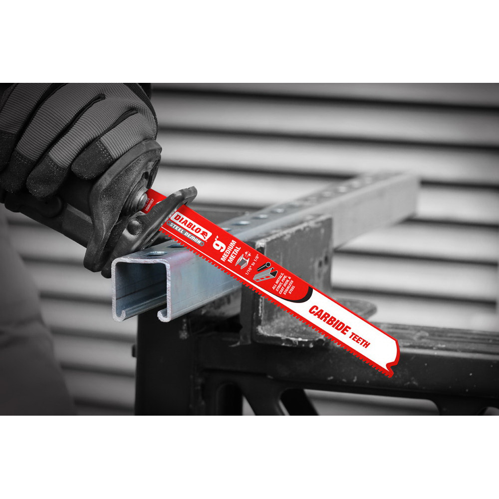 Diablo Steel Demon DS0910CF10 Reciprocating Saw Blade, 1 in W, 9 in L, 10 TPI, Carbide Cutting Edge