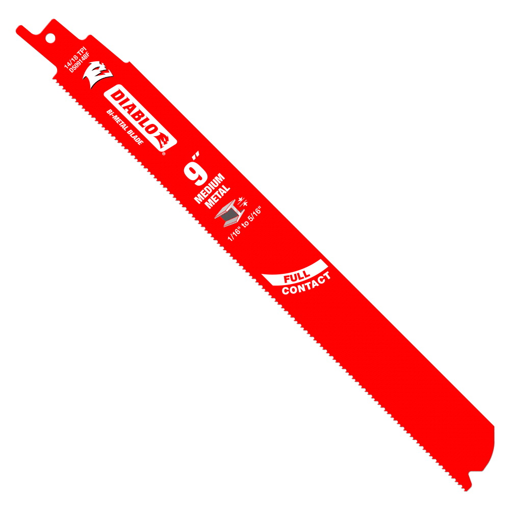 DS0914BF15 Reciprocating Saw Blade, Bi-Metal, Applicable Materials: Thin Metal, 1 in W, 9 in L, 14, 18 TPI