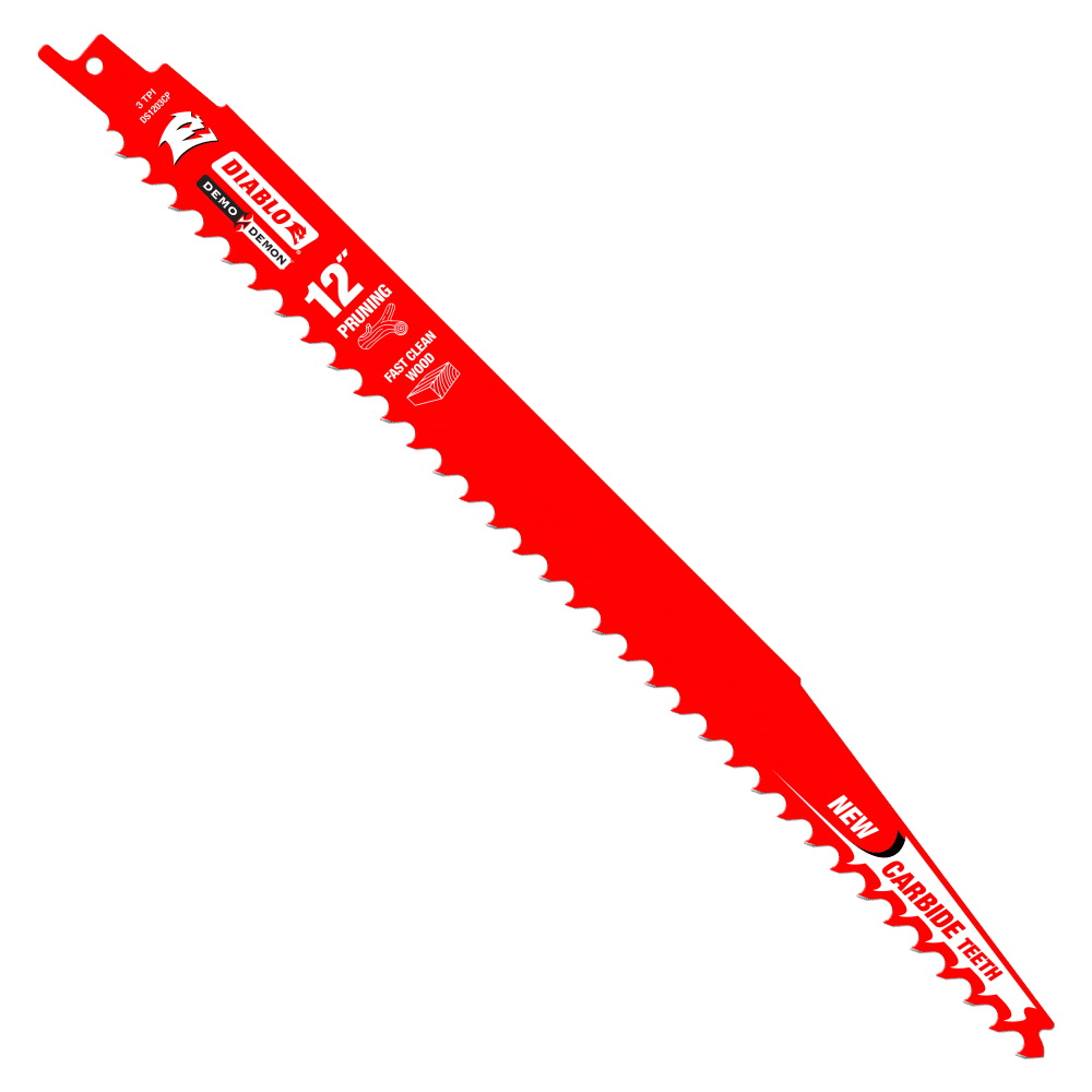 Demo Demon DS1203CP10 Reciprocating Saw Blade, 1 in W, 12 in L, 3 TPI, Carbide Cutting Edge, 10/PK