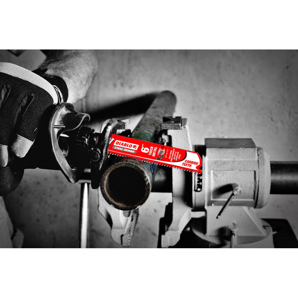 Diablo Steel Demon DS1208CF10 Reciprocating Saw Blade, 1 in W, 12 in L, 8 TPI, Carbide Cutting Edge