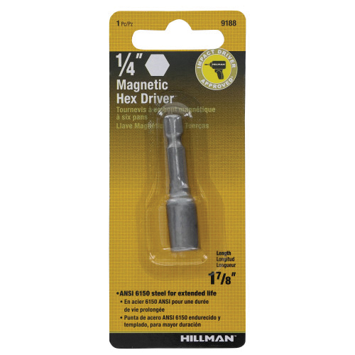 Hillman 9189 Magnetic Driver Screw, 5/16 in Drive, Hex Shank